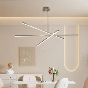 48" Modern LED Chandelier - Geometric 3-Arm Design