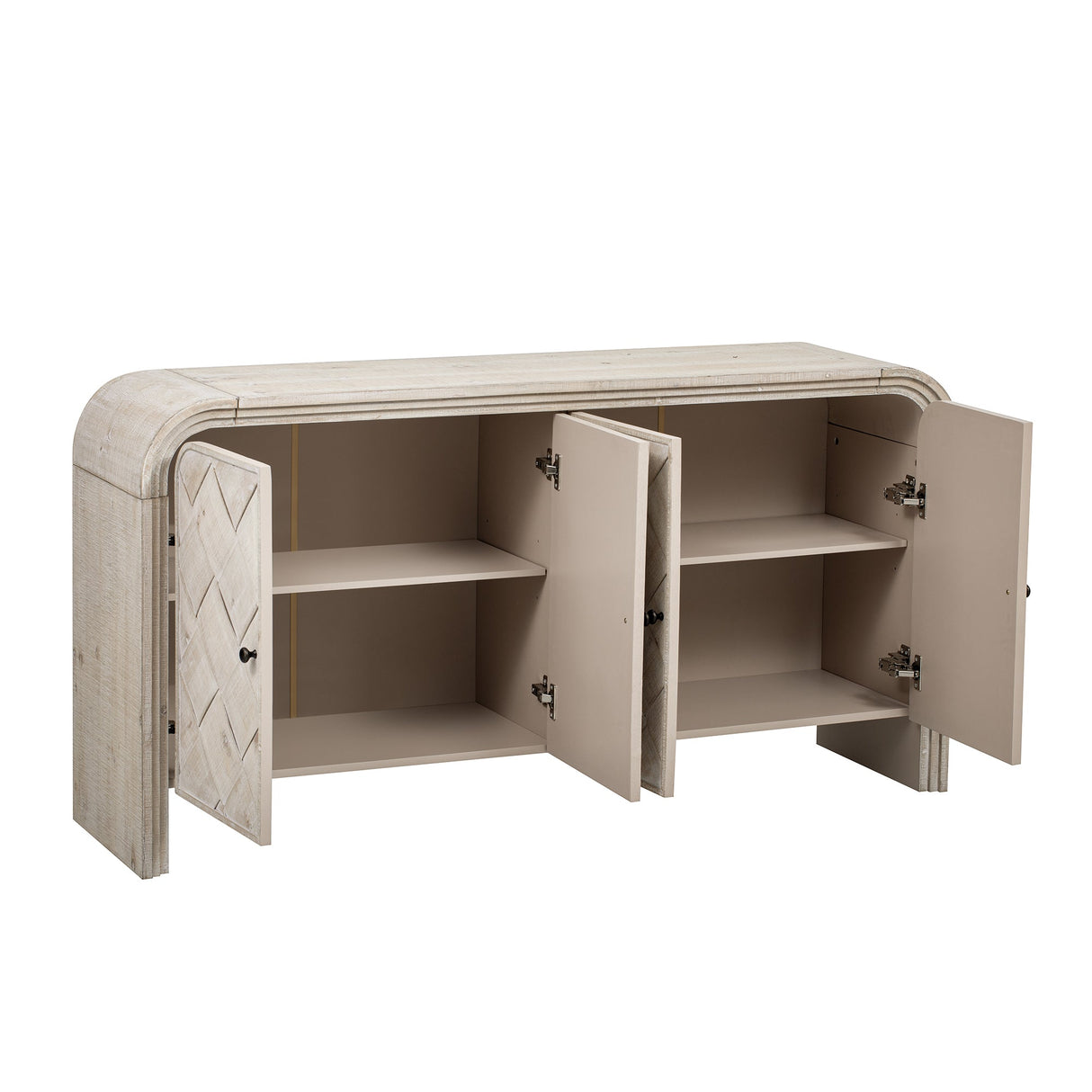 Handwoven Wood Slat Door Sideboard