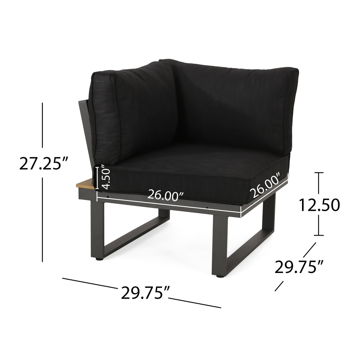 Sterling V-Shaped Outdoor Aluminum 5 Seater Sofa Set with Cushions