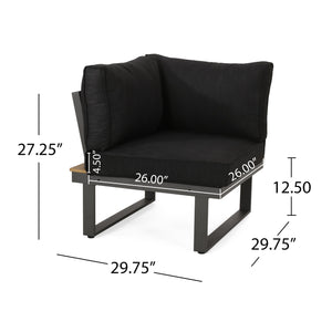 Sterling V-Shaped Outdoor Aluminum 5 Seater Sofa Set with Cushions