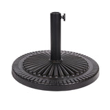 Black Rock Resin Outdoor Umbrella Base with Steel Support in Black Finish