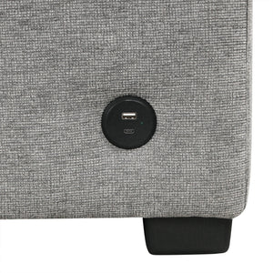 Modern 2 Seater Loveseat Sofa With Pull-Out Bed, Fabric, Built-In USB Ports & Cup Holders