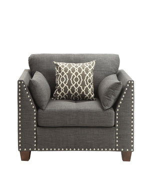 Laurissa Light Charcoal Linen Chair with 3 Pillows