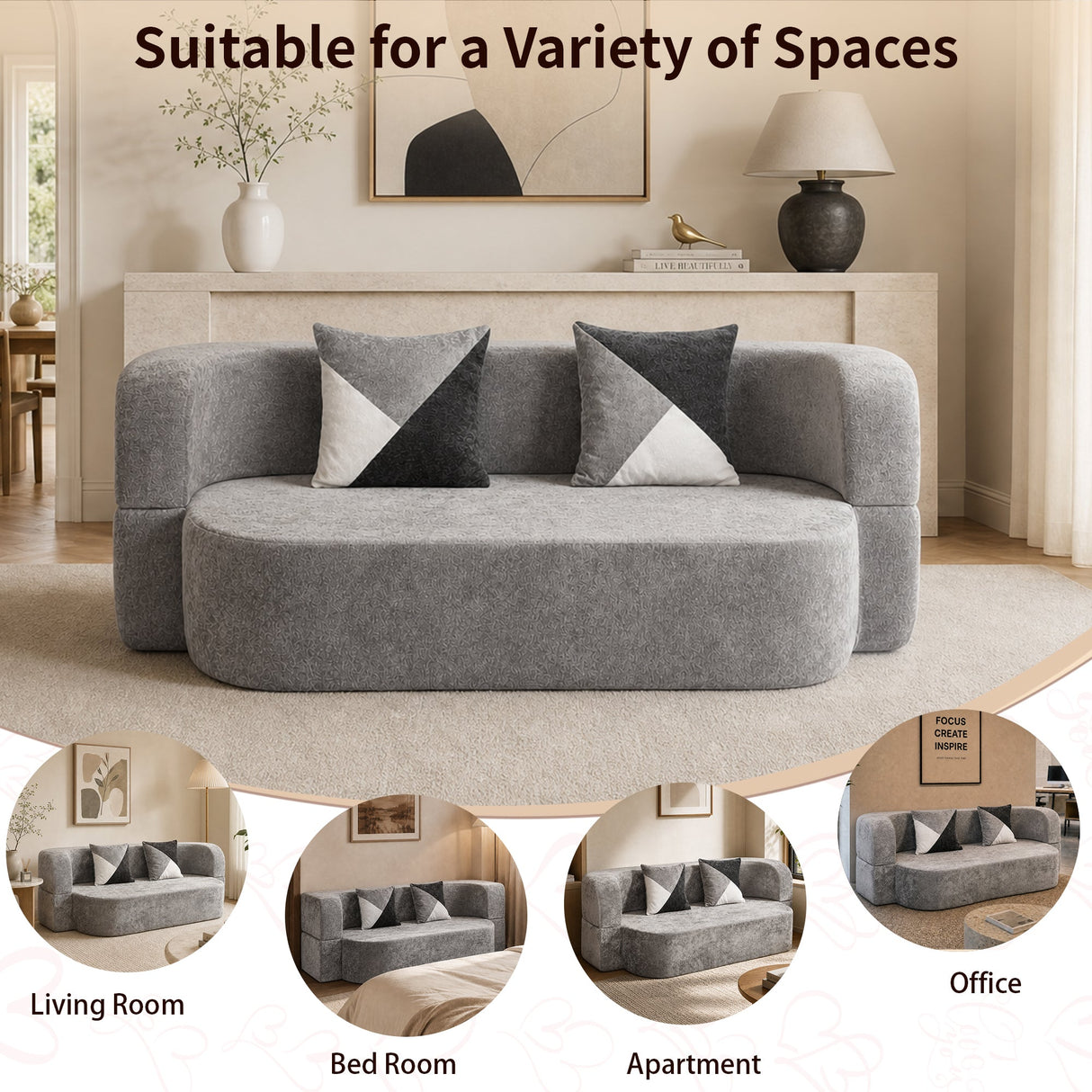 Eggshell Sofa Bed - Convertible Boneless Couch
