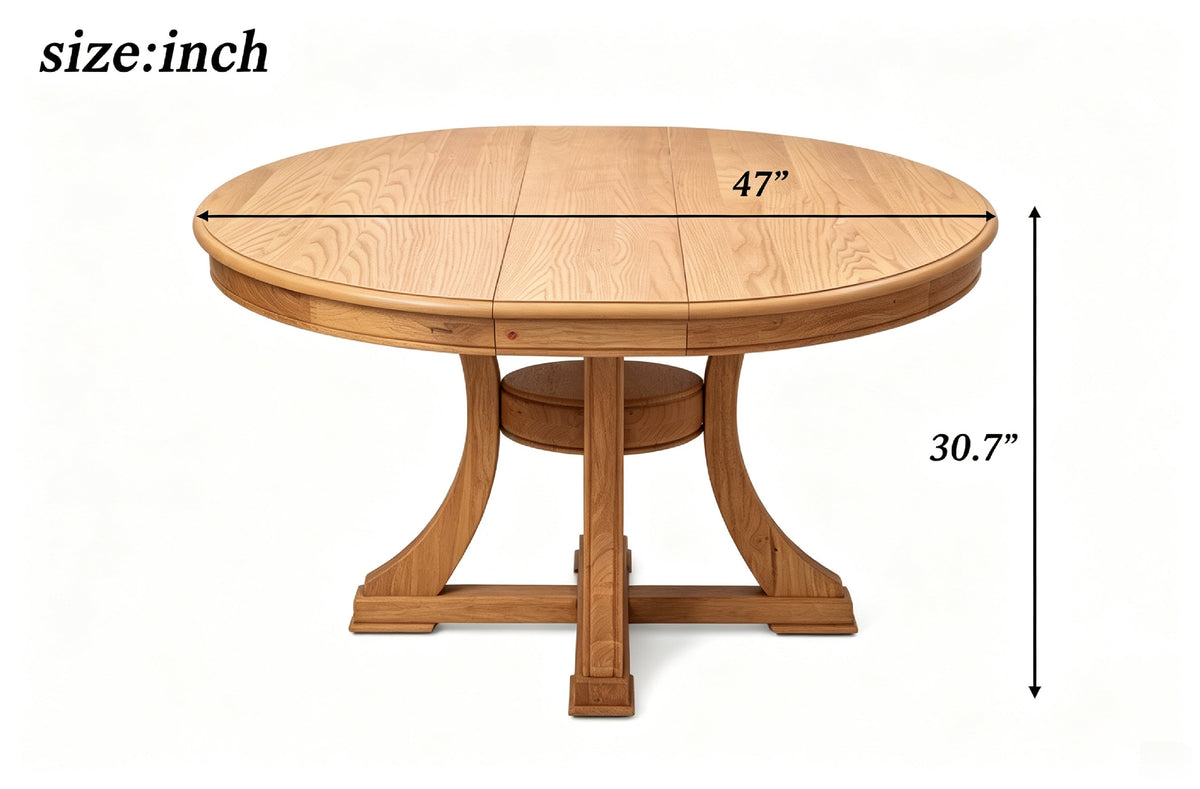 Extendable Round Rubber Wood Dining Table