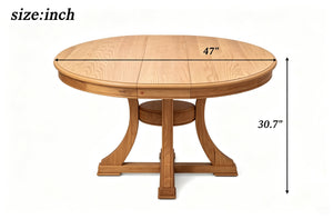 7-Piece Round Extendable Solid Wood Dining Table Set