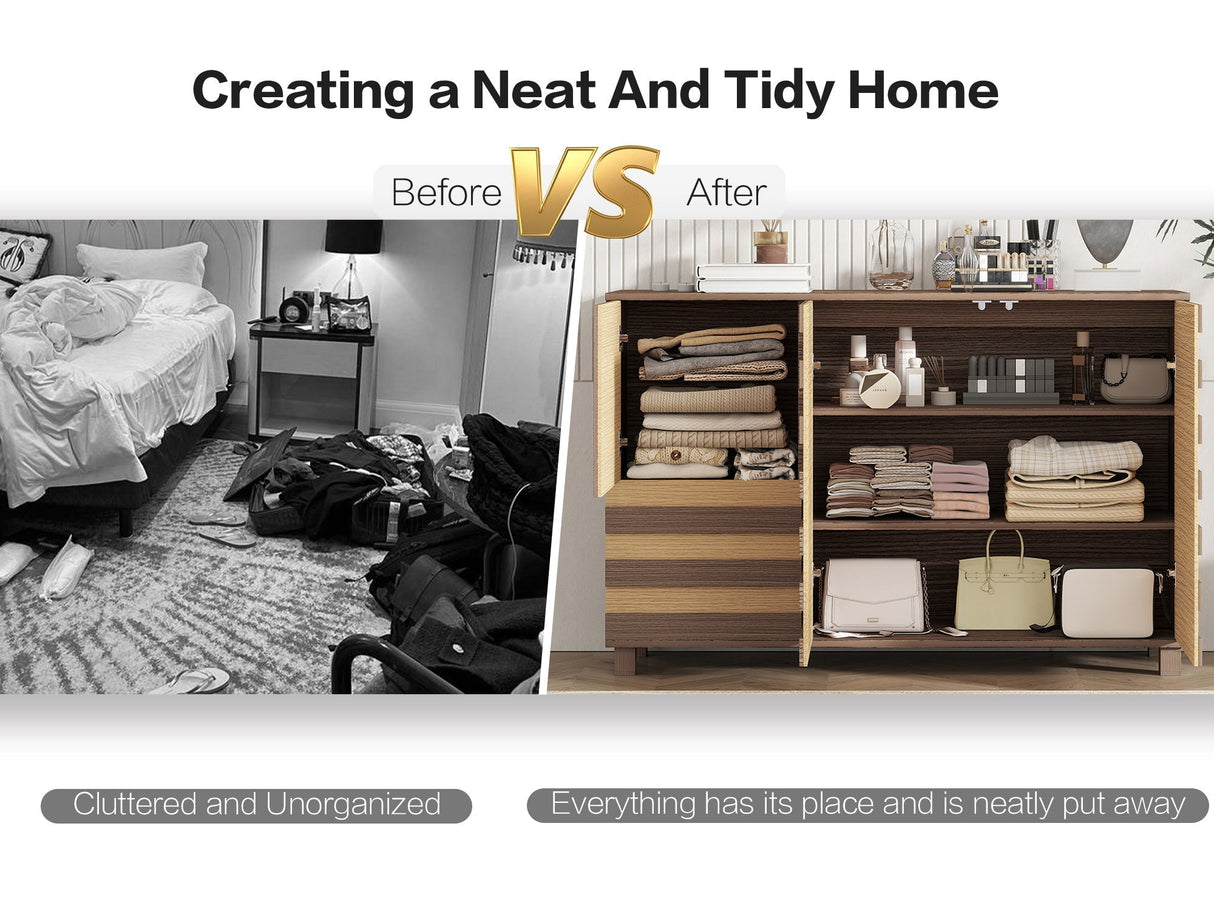 55-Inch Hand-Carved Buffet Sideboard Cabinet