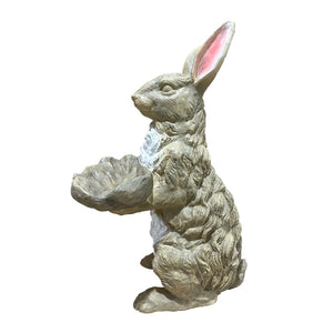 Magnesium Oxide Bunny Statue Holding Decor