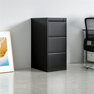 Durable Metal 3 Drawer File Cabinet With Lock For Office Storage