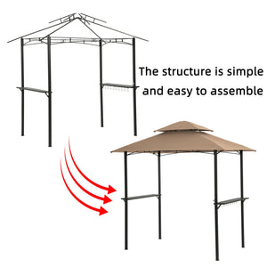 Outdoor Grill Gazebo 8 x 5 ft with Double-Tier Soft Top Canopy