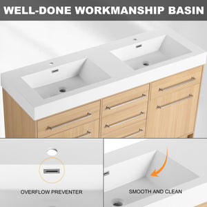 Freestanding Bathroom Vanity With Resin Sink, Soft-Closing Doors And Drawers