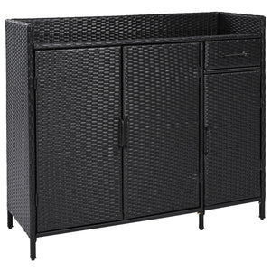 K&K 47.5"W Wicker Outdoor Storage Cabinet with Tempered Glass Desktop