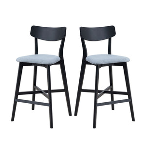Wooden Bar Chairs Set of 2, Modern Soft Upholstered Kitchen Island Chairs