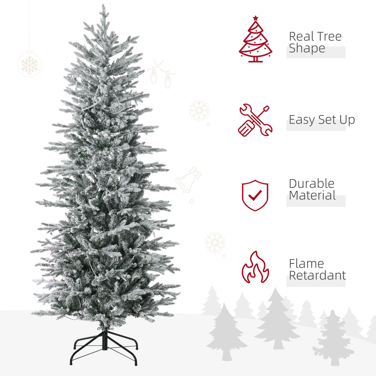 HOMCOM 6ft Tall Prelit Artificial Christmas Tree