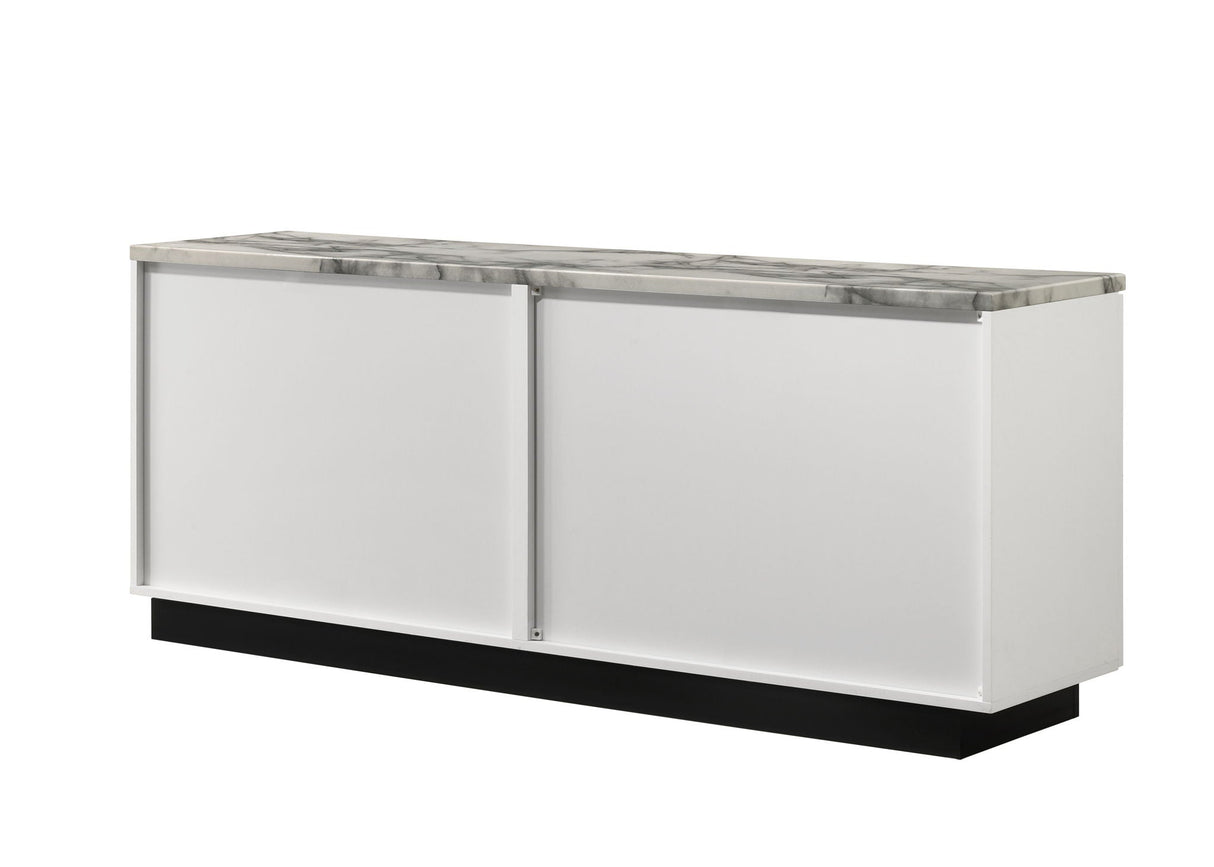 Matilda Cabinet Console Table with White Faux Marble Top