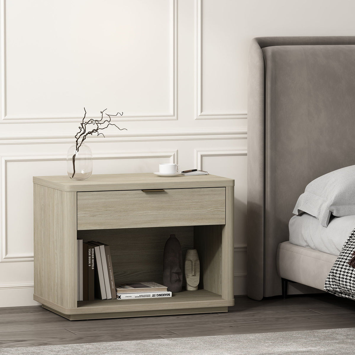 Evelyn - Nightstand With 1 Drawer And Open Shelf