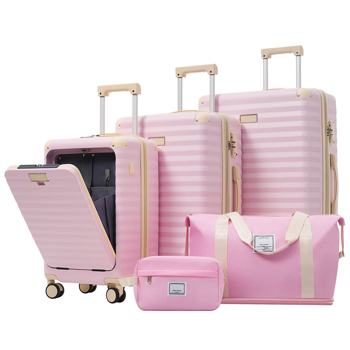 Deluxe 5-Piece Hard-Side Luggage Set with USB and TSA Locks - Multiple Colors