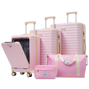 Deluxe 5-Piece Hard-Side Luggage Set with USB and TSA Locks - Multiple Colors