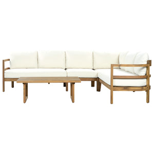 Outdoor Acacia Wood 5-Seater Sectional Sofa Set