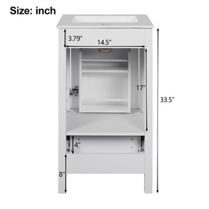 Bathroom Vanity With Ceramic Sink, Soft Close Drawers, Door Organizer, Divider Drawer, Adjustable Foot Pads
