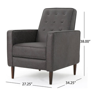 Macedonia - Mid Century Modern Button Tufted Fabric Recliner - Slate