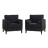 Wide Modern Farmhouse Performance Accent Chair With Legs, Wood Base