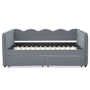 Gingham Daybed With USB Charging Port, Wave-Shaped Design