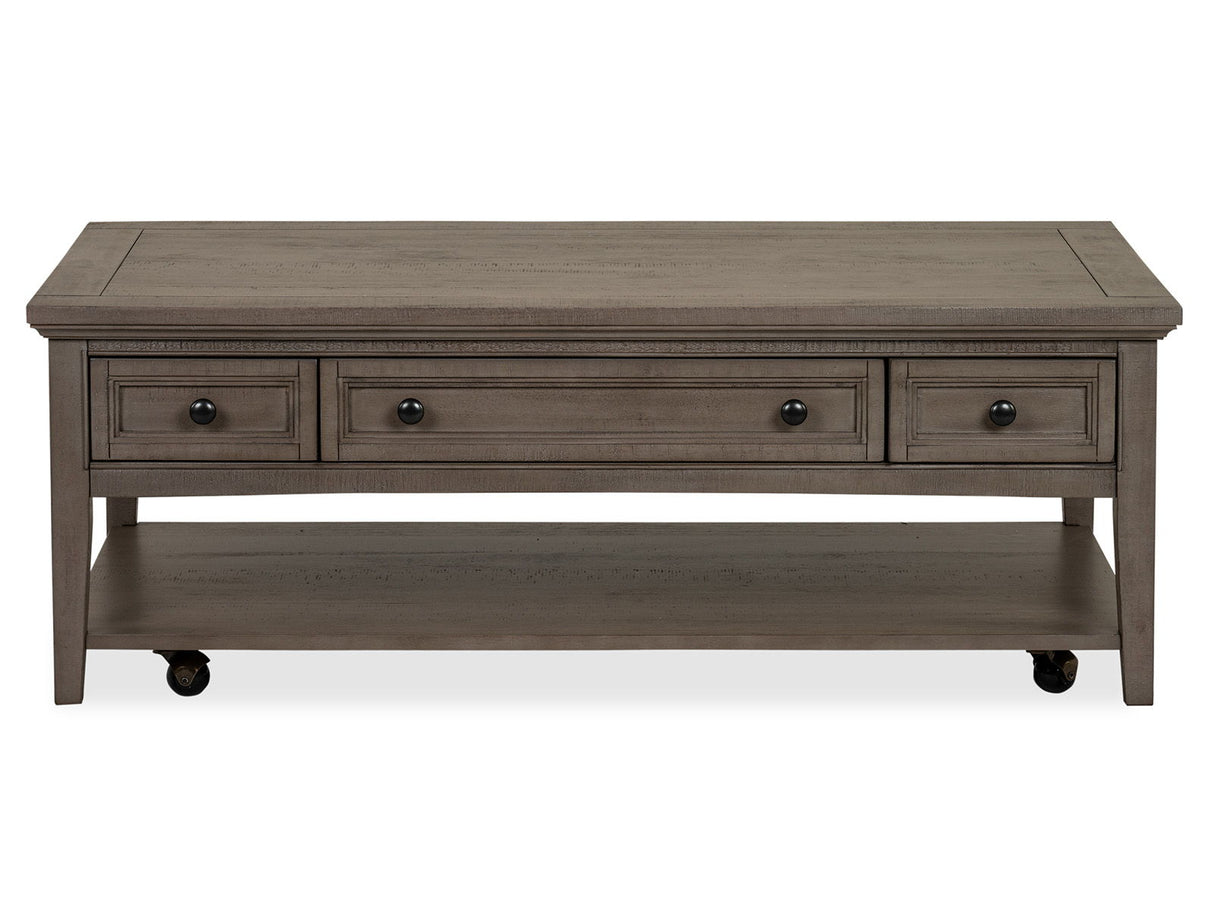 Paxton Place - Rectangular Cocktail Table With Casters - Dovetail Gray