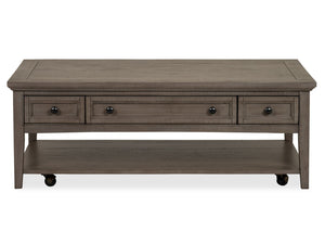 Paxton Place - Rectangular Cocktail Table With Casters - Dovetail Gray