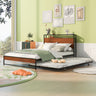 Platform Bed Frame With Trundle, USB Ports And Slat Support, No Box Spring Needed