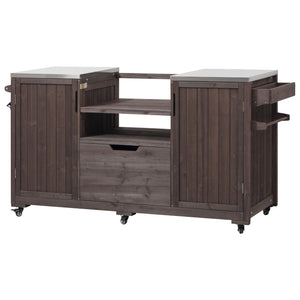 K&K 66.5' Outdoor Kitchen Island for Big Green Egg Grills
