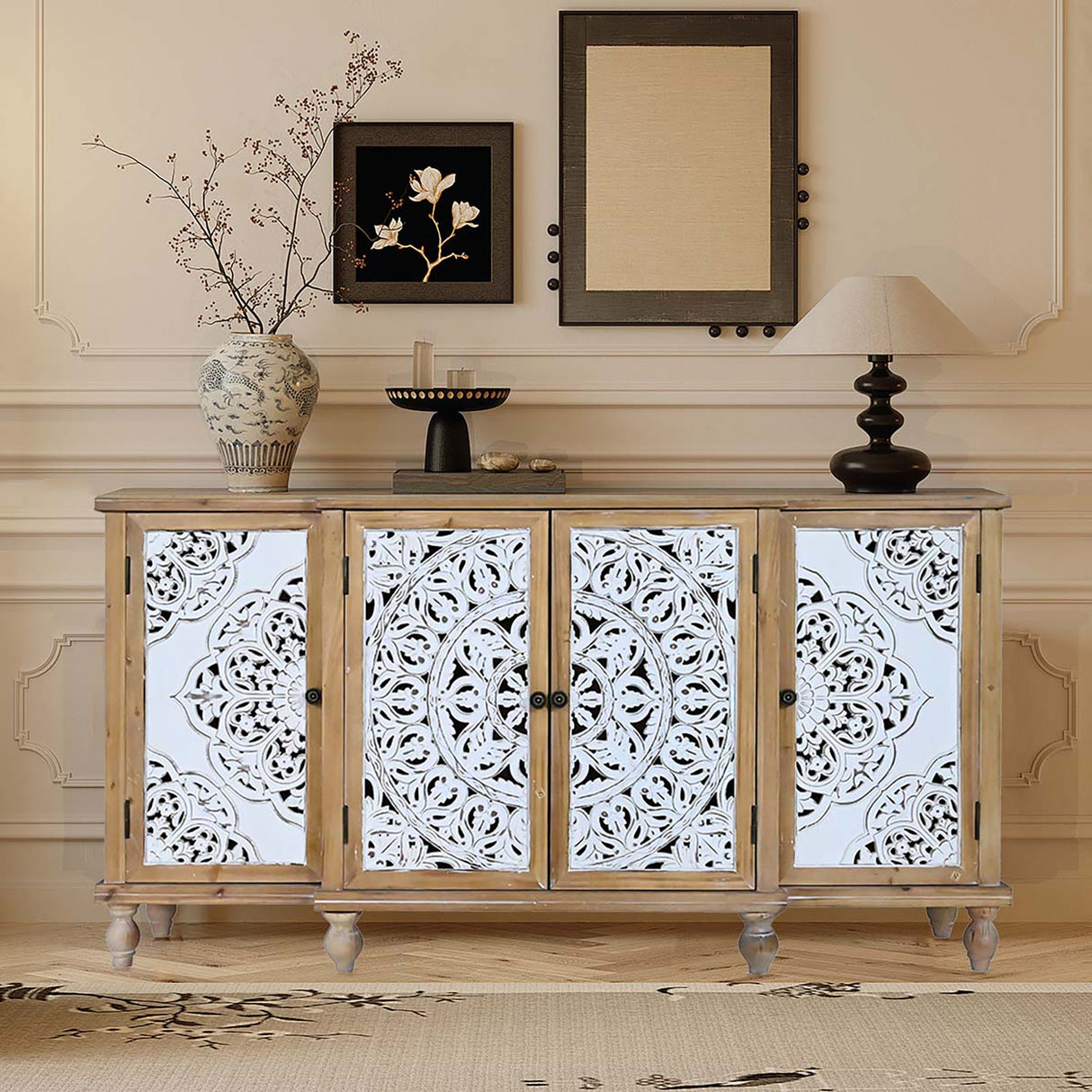 Hollow-Carved Accent Cabinenet