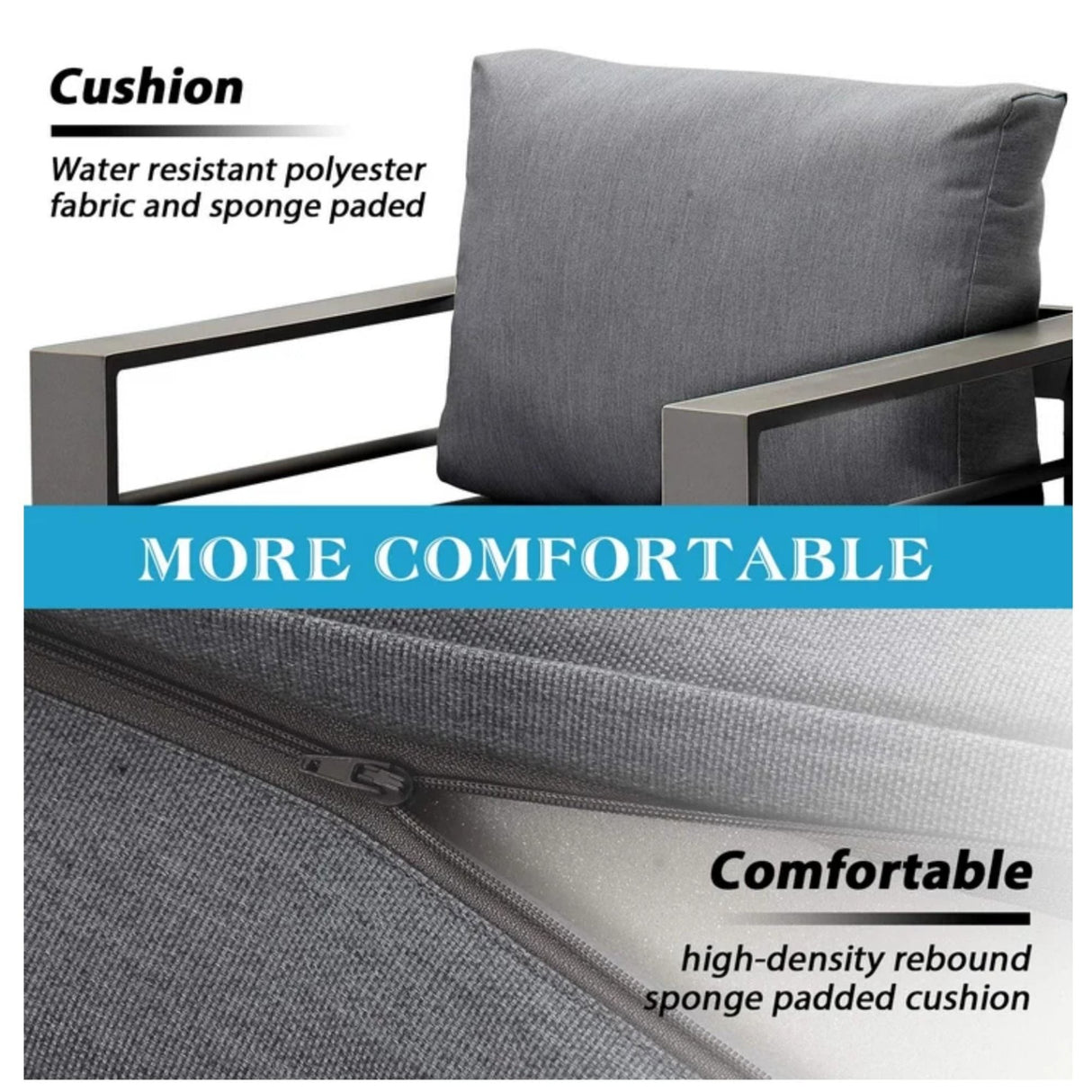 Patio Armchairs With Thick Cushions, All Weather (Set of 2) - Gray / Gray