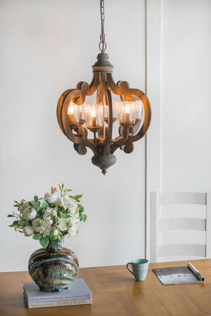 Farmhouse 6-Light Wood Chandelier Pendant Light Fixture