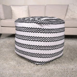 Lani - Handcrafted Fabric PoufDurable Cotton Square - Natural / Black