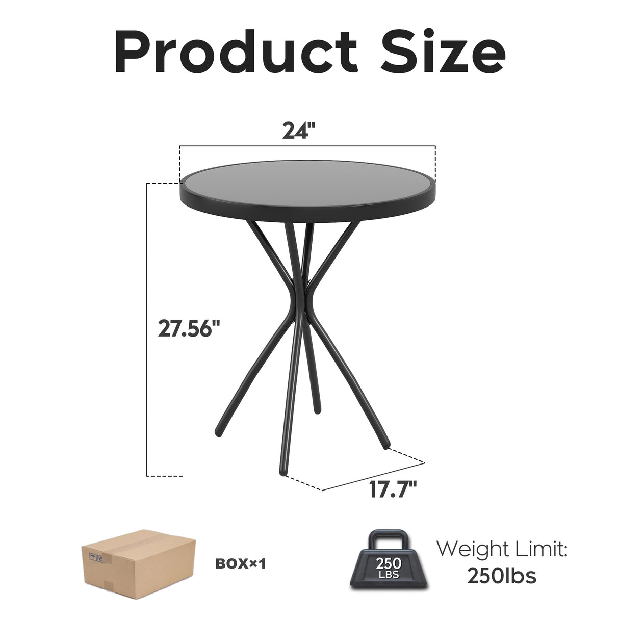 Tempered Glass Side Table 24" Round