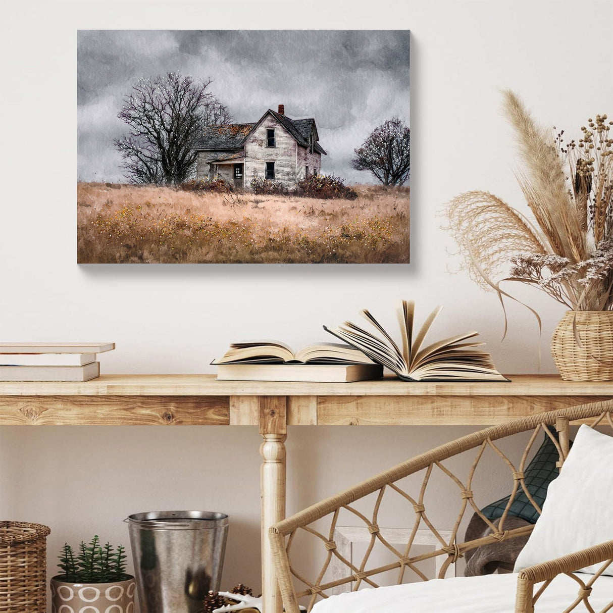 Framed Barn Wall Art Country Field Landscape Poster