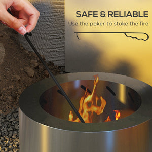 Smokeless Fire Pit 19" Portable Wood Burning Firepit with Poker