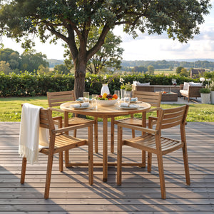 U_STYLE 5-Piece Outdoor Dining Set with Acacia Wood Chairs