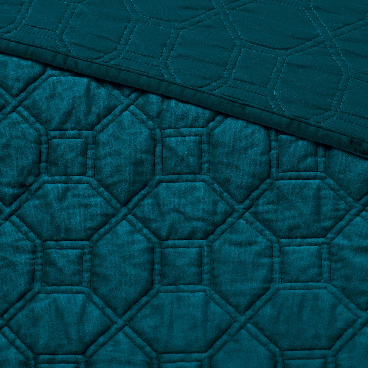 3 Piece Velvet Quilt Set Teal Full/Queen