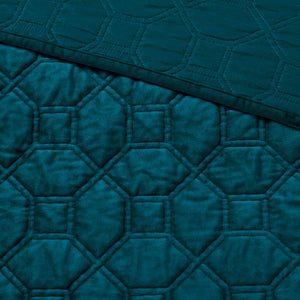 3 Piece Velvet Quilt Set Teal Full/Queen
