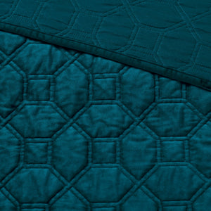 3 Piece Velvet Quilt Set Teal Full/Queen