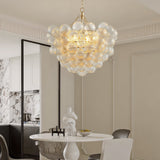 23.6-Inch Gold Pendant Light Chandelier with Threaded Clear Glass Globe Shade