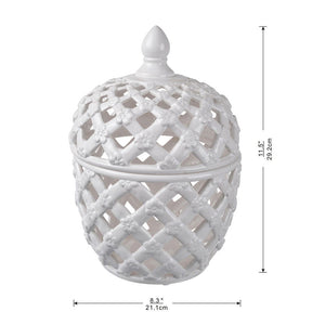 Ballas - Bird Lidded Jar - White