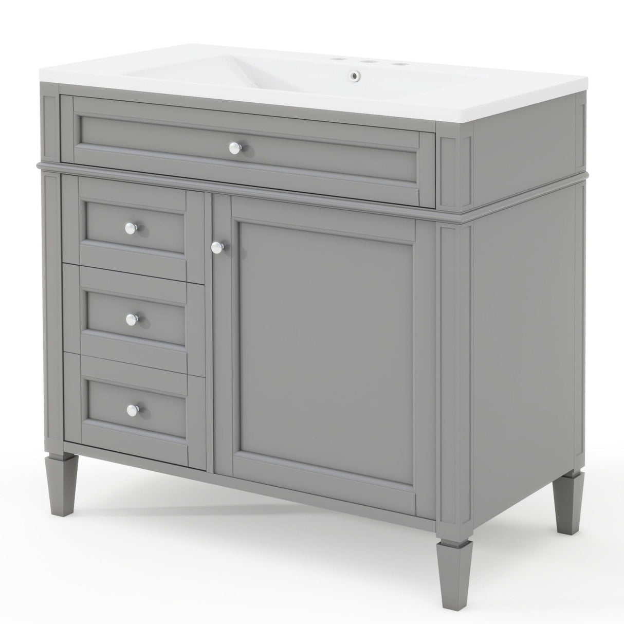 Bathroom Vanity With Top Sink, 2 Drawers and Tip Out Drawer