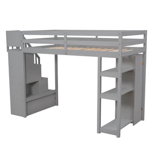 Loft Bed With Storage Drawers And Stairs With Shelves