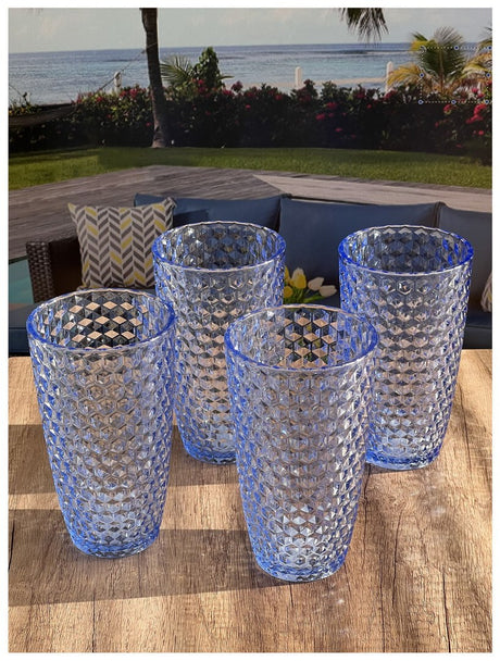 Diamond-Cut-Acrylic-Glasses-Drinking-Set-of-4-(19oz)-Drinkware-Sets