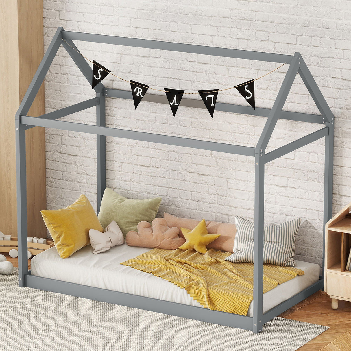 Wooden House Shaped Bed