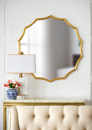 D40' Round Sunburst Wall Mirror with Gold Finish, Wall Decor Mirror for Entryway Bedroom Living Room