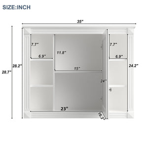 Wall Mounted Bathroom Storage Cabinet with Mirror - Blue, White, or Dark Gray
